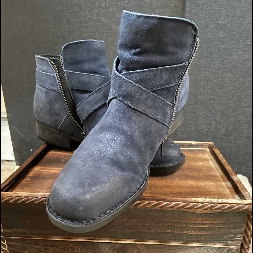 BORN blue suede booties